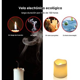 Nasjac Velas LED Sin llama, 24/48 Luces Impermeables Velas Eléctricas Luz de Té de Decoración Mexica, Iluminación Candelita Efecto Llama de Interiore Exteriore, Regalo Para Navidad/Año Nuevo/Bodas