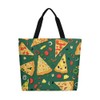 Muishi Pizza Canvas Tote Bag Large Women Casual Shoulder Bag