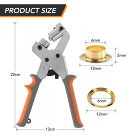 Dyna-Living Eyelet Punch Kit Grommet Handheld Hole Punch Pliers Grommet Machine with 500 Golden Grommets of 3/8 inch(10.5mm), Portable Metal Manual Grommet for Belts, Crafts, Rubber
