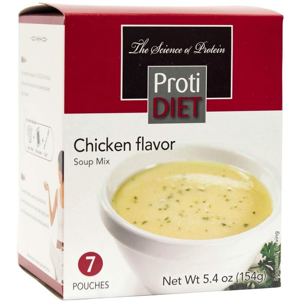 ProtiDiet Soup - Chicken Flavor (7/Box) - High Protein 15g - Low Calorie - Fat Free