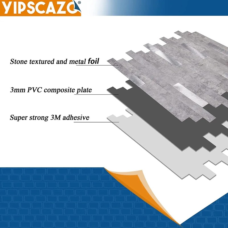 Yipscazo 1 - Sheet Peel and Stick Stone Metal Tile