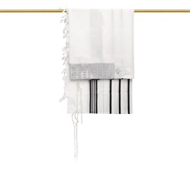 Ateret Judaica A supervised kosher Tallit Gadol Chal de oración de Israel, modelo de boda diamante, antideslizante. Lavar y planchar fácilmente., Con rayas negras, Size 70 - 80 x 60 Inch