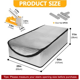 Attic Door Insulation Cover for Pull Down Ladder 54"L x 25"W x 11"H, Attic Stairway Insulator Tent Thicken Foil Bubble Fireproof with Installation Tools Set, for Ceiling Access Stair Loft Hatch