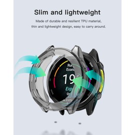 for Garmin Forerunner 970 Case Cover,Shockproof, Anti-Scratch, Full Coverage Bumper Shell, Lightweight and Durable TPU Case Cover for Garmin Forerunner 970 Smart Watch,Black