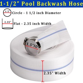 ZY-hosetube Pool Backwash Hose 1-1/2” × 65 ft Fiber Reinforced Discharge Hose General Purpose Flexible Lightweight Lay Flat Pump Drain Pipe Hose for Water Transfer (1.5in-65ft, Anti-abrasion)