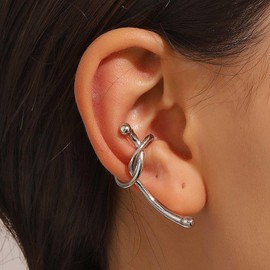 Wendalern Golden Knotted Ear Cuff Simlpe Knotted Linear Cuff Wrap Earrings Fake Helix Cartilage Clip On Earrings Non Piercing Ear Cuff Earrings Jewellery for Women and Girls, Zinc, No Gemstone