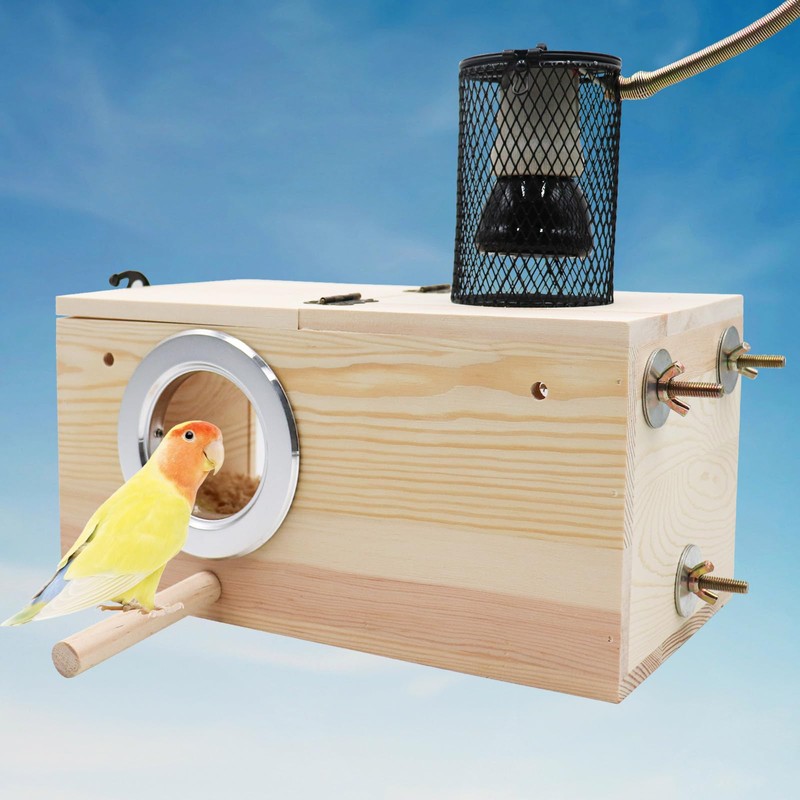 Bird House Incubator, Bird Nesting Box with Heat Lamp, 75W