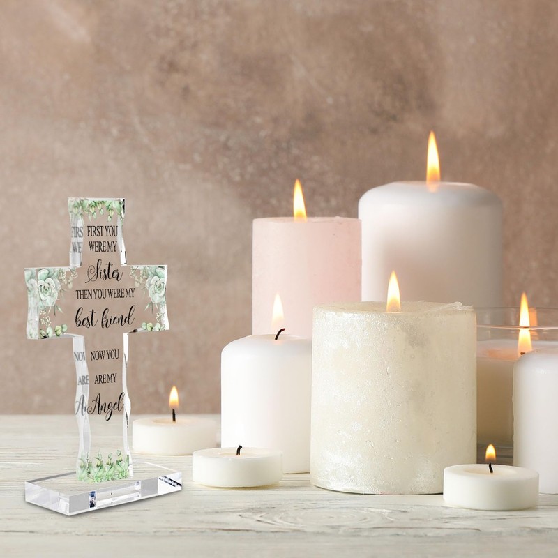 Sympathy Gifts for Loss of Sister, Bereavement Acrylic Cross Memorial