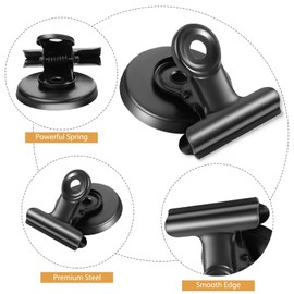 Artcut 8 Pack Black Magnetic Clips, Strong Magnetic Clips for Fridge, Whiteboard, Magnetic Clip Fridge Magnet Clips for School, Home, Office