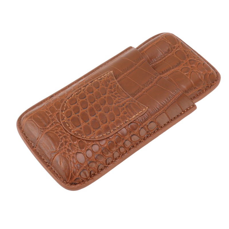 Cigar Holder Case Artificial Leather Portable Durable Elegant 3 Finger