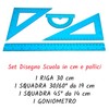 Geometry and Drawing Set 4 Pieces: Ruler 30 cm, Square