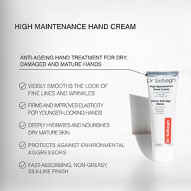 Dr Sebagh High Maintenance Hand Cream (2.6 fl oz) - Luxury Cream for Dry Cracked Hands - Fast-Absorbing Lotion for Women and Men - Hydrating Hand Moisturizer - Anti-Aging Repair Cream
