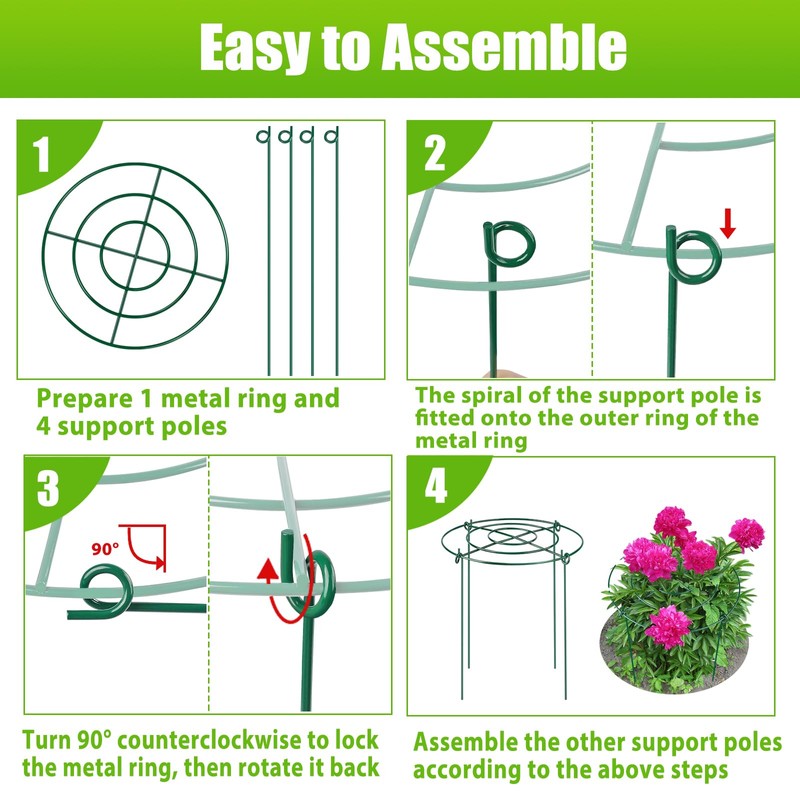 8 Pack Peony Cages and Supports, 11.5" Dx16 H Plant