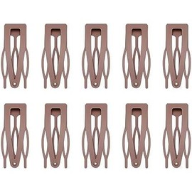10 count Double Grip Hair Clips,  Metal Snap Hair Clips Hair Barrettes for Women Hair Making Salon Supplies Hair Accessories (Brown) - Color: Brown