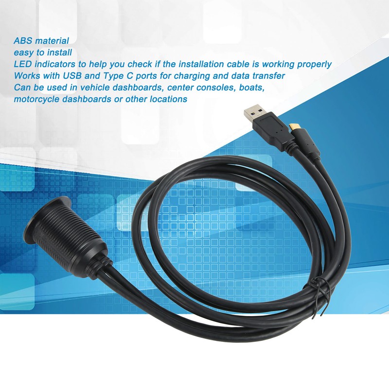 Type C 3.1 to USB 3.0 Flush Mount Cable with