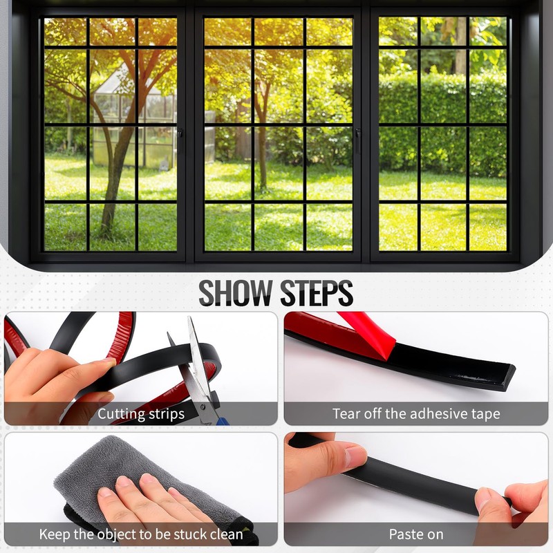 59 Ft Window Grille Inserts Grid Kit, Self-Adhesive Peel and