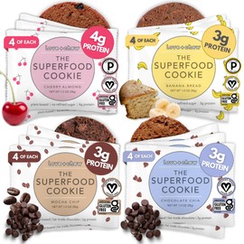 Love + Chew, Variety Pack of Minis - 16 Count - Tasty Gluten Free Cookies - Vegan - Healthy, Paleo, Non GMO Snacks - Individually Wrapped, Soft Baked Cookies - Made from High Protein Almonds - 1 Ounce Each