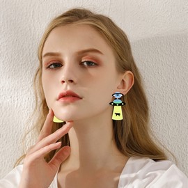 Acrylic UFO Aliens Acrylic Earrings Cosmos Weird Earrings Women Novelty Fun Earrings Planet Alien Earrings Glitter Space Earrings Cute Dangle Earrings for Accessories (C)
