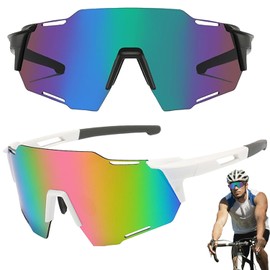 BAISHUWU Sports Sunglasses, Pack of 2 Polarised Cycling Glasses, Quick Glasses Rave, Cycling Glasses, Windproof, Cycling Glasses for Men and Women, UV400 Polarised Cycling Glasses for Outdoor Sports