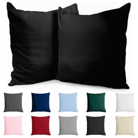 Dreamzie Renforcé Cotton Pillowcase 40 x 40 cm (Set of 2) – Black – Densely Woven with 57 Threads/cm² – Cushion Cover 40 x 40 cm – OEKO-TEX Certified