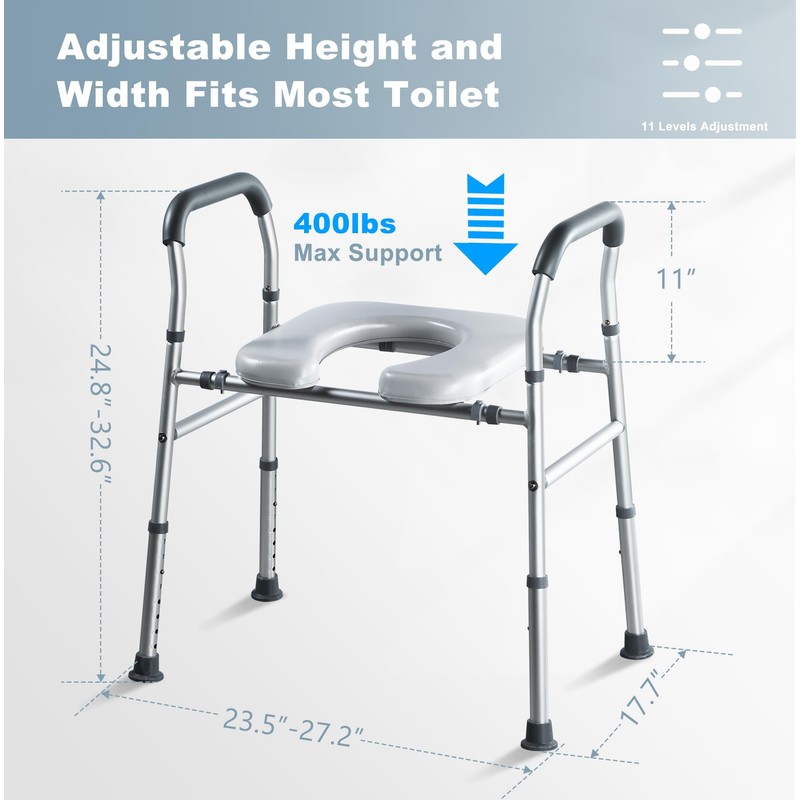 Deewow Raised Toilet Seat with Handles