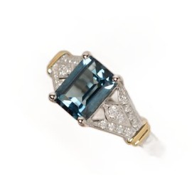 LRGKMCWTOB Fashion Ring Elegant Women 925 Sterling Silver Vintage Ring Women Aquamarine Gemstone White Gold Filled Wedding Bridal Band Ring Anniversary Statement Eternity Ring for Women, Size 6,