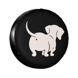 Cute Dachshund Sausage Dog Spare Tire Cover Universal Weatherproof Tire Wheel Covers UV Sun Protection Wheel Tire Protector Waterproof Tyre Covers for Trailer RV SUV Off-Road Vehicle Motorhome 16 Inch