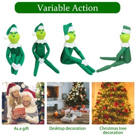 XehCaol Grinch Elf Plush Toy Cuddly Toy Gnome Christmas Elf Christmas Decoration Christmas Figures (Green)