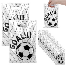 YQQYG 80 Pcs Soccer Gift Bags, Plastic Football Party Bags, Soccers Treat Bag for Kids Teens Games Sports Events Decorations