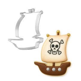 Pirate Ship Cookie Cutter, 4.75 in, Silver, Made in USA