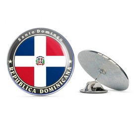 Domincan Republic Round Metal 0.75" Lapel Pin Hat Shirt Pin Tie Tack Pinback