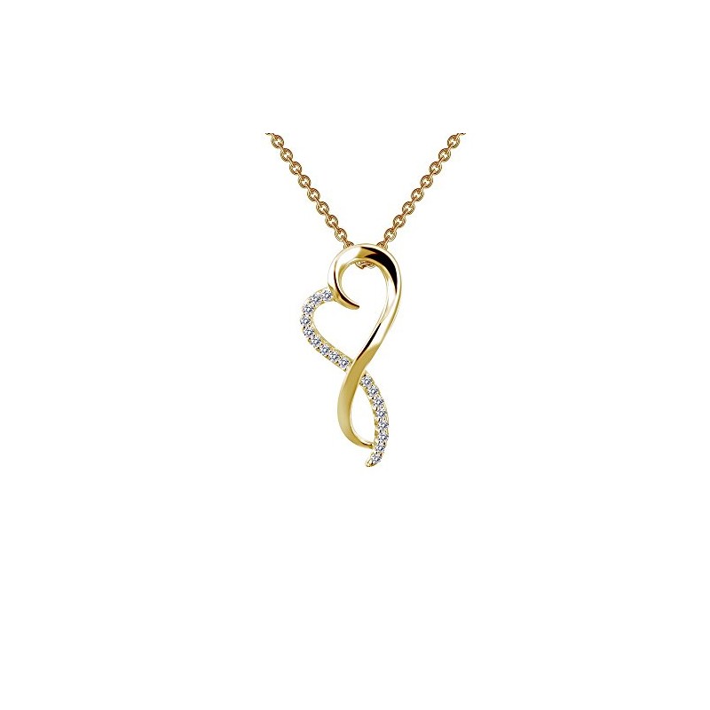 Lafonn Classic Sterling Silver Gold Plated Simulated Diamond Necklace (0.17