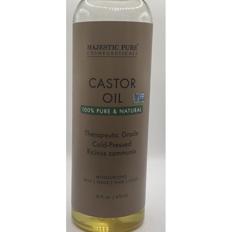 Majestic Pure Castor Oil 16oz Therapeutic Grade Cold-Pressed