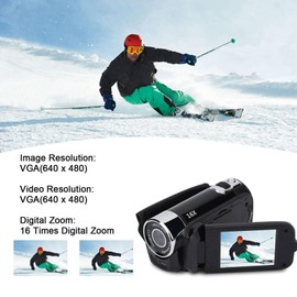 Yunir Video Camera Camcorder Digital Camera Recorder Full HD 1080P 2.4" 270 Degree Rotation 16X Digital Zoom Vlogging Camera Recorder (EU Plug)