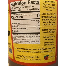 Bragg Organic Raw~Unfiltered Apple Cider Vinegar, 128 fl oz (1 gal)