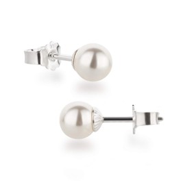 Schöner - SD Women's Stud Earrings, 925 Silver, with Round Beads, 6 mm, Multi-Coloured, Silver