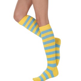SYYWLYAP Women Girls Striped Knee High Socks Novelty Neon Color Casual Athletic Knee Tube Socks Cute Calf Tube Socks