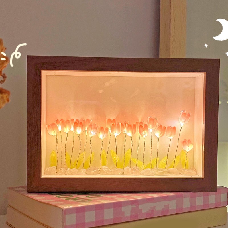 Tulip Light Photo Frame Flower Night Lamp Floral Picture Frame