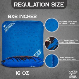 Play Platoon Competition Cornhole Bags Set of 8, Regulation Professional Weight Double Sided Slick and Sticky Defense Dot Pro Corn Hole Bean Bags, Composite Resin Pellets - Punisher Print