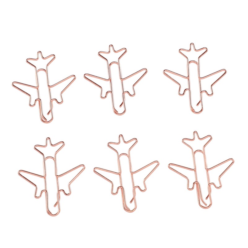 80pcs Airplane Shaped Paper Clips Rose Gold Prevent Rust Plane