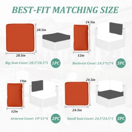 Kimunuk 9 Pcs Outdoor Patio Cushions Covers Replacement Waterproof with Zipper for 5 Pcs Patio Furniture Set, Covers Only