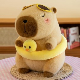 TAGNEFLOR Peluche Capybara para Niños,Capibara Dress up plushies,Juguete de Capibara de Peluche para niña/niño cumpleaños (Anillo de natación)