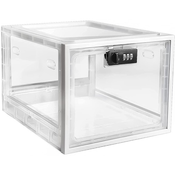 Habit Control Refrigerator Lock Box - Combination Locked Snack Container for Fridge, Food Safe Storage, Cell Phone Jail, Medication Lockbox (Clear)