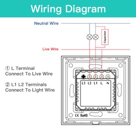 BSEED WiFi Touch Switch White,2 Gang 1 Way Smart Light Switch Compatible with Alexa and Google Home,with Smart Life Remote Control and Timing Function(No Hub Required)-No Need Neutral Wire
