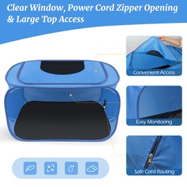 YIBOBO Chicken Brooder Box for Chicks, Pop Up Chick Brooder Kit with Clear Window, Waterproof Mat & Storage Bag, Square Indoor Outdoor Baby Chicken Starter Kit