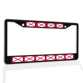 Fastasticdeals Metal Insert License Plate Frame Flag of Alabama Weatherproof Car Accessories Black 2 Holes Solid Insert