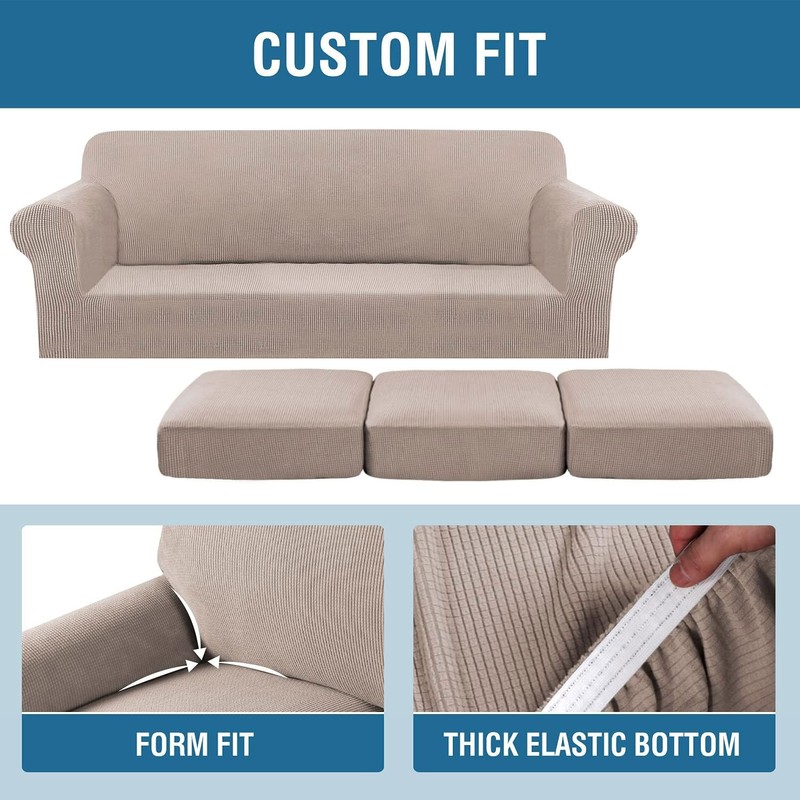 H.VERSAILTEX 4 Piece Stretch Sofa Covers for 3 Cushion Couch