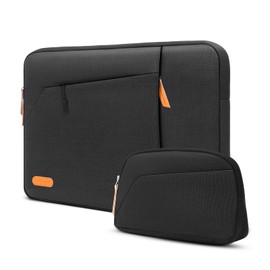 MOSISO Laptop Sleeve Compatible with MacBook Air/Pro, 13-13.3 inch Notebook,Compatible with MacBook Pro 14 inch 2023-2021 M2 M1,Polyester Bag with Bevel Horizontal&Vertical Pocket&Small Arc Case,Black