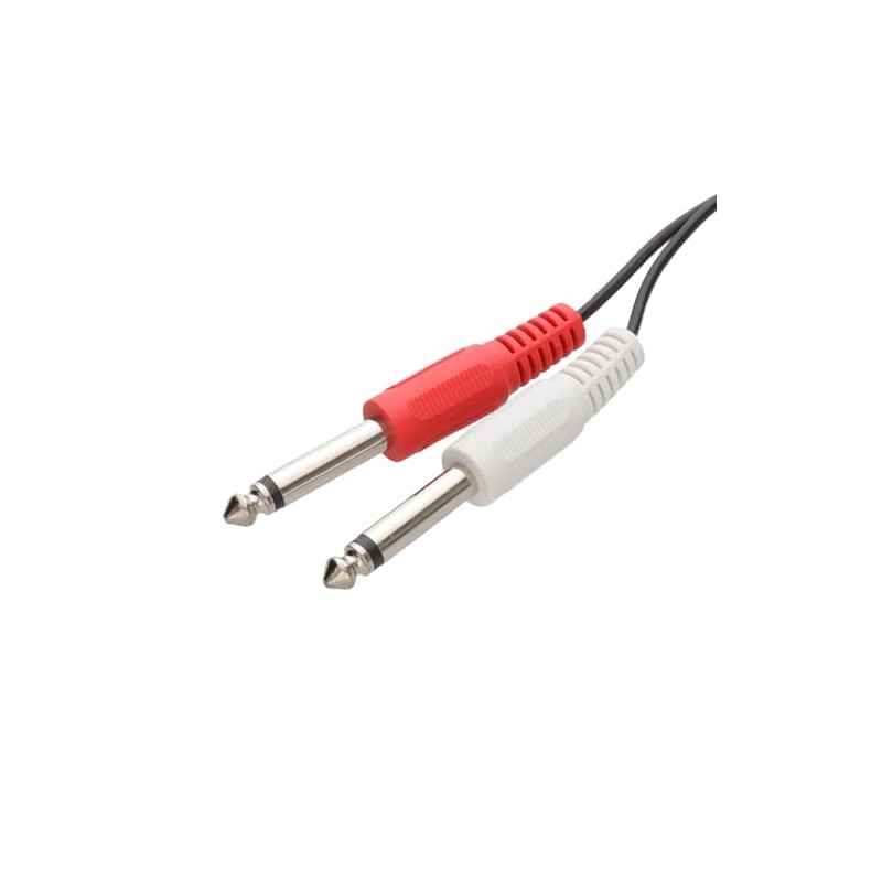 kenable Twin 6.35mm MONO Jack Plugs to RCA Phono Plugs