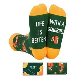 Zmart Funny Socks Squirrel Gifts for Squirrel Lovers, Fun Squirrel Socks Stocking Stuffers for Mom and Dad Women Men